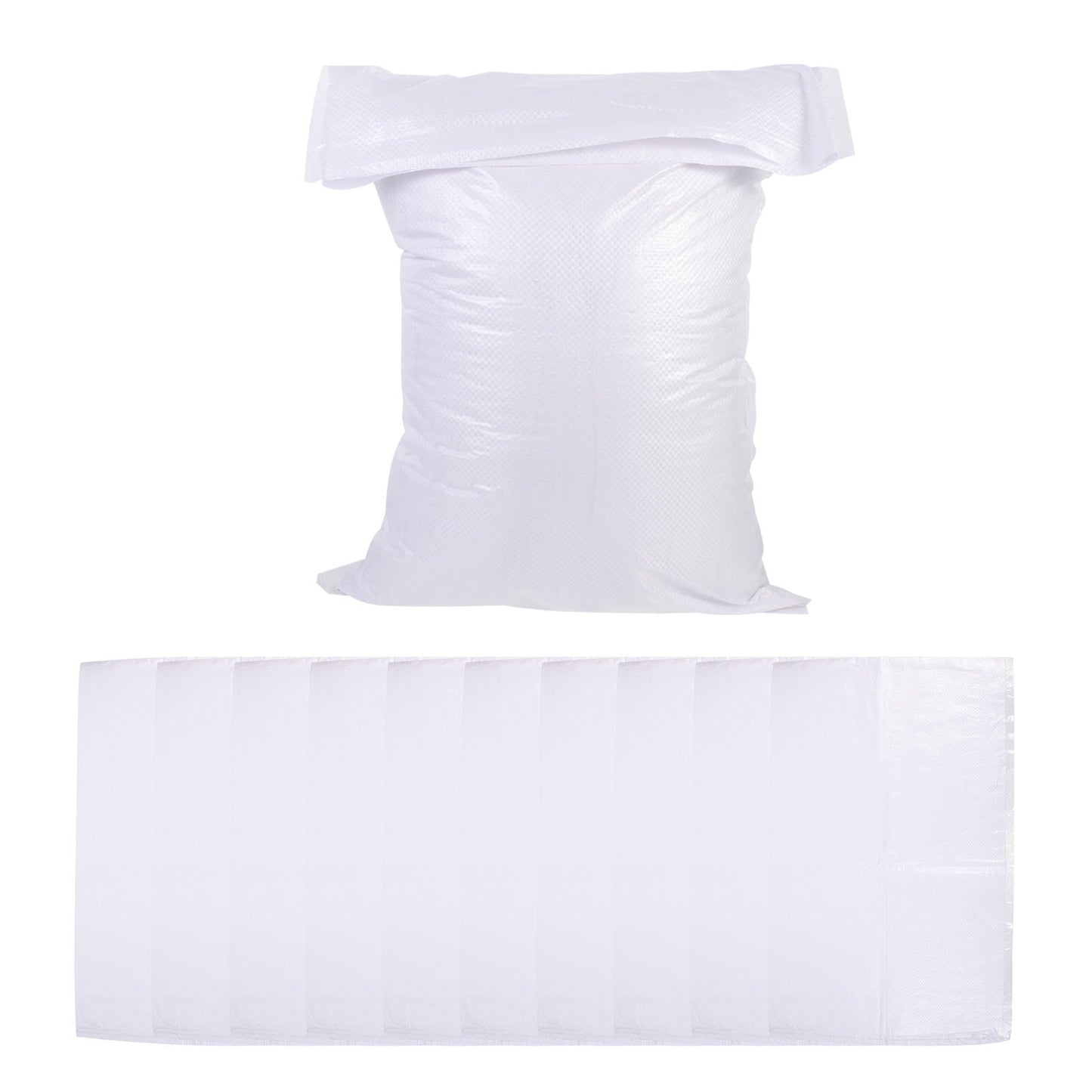HOOWIFFY White PP Woven Sandbags for Flood , Home, Garage, Yard, and Outdoor Use