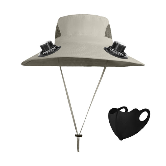 Darzheoy Solar Fan Hat Wide Brim Solar Fan Hat Outdoor Wide Brim Sun Hat with Solar Fan Fishing Hat, Removable & USB Charging Fan C-Gray