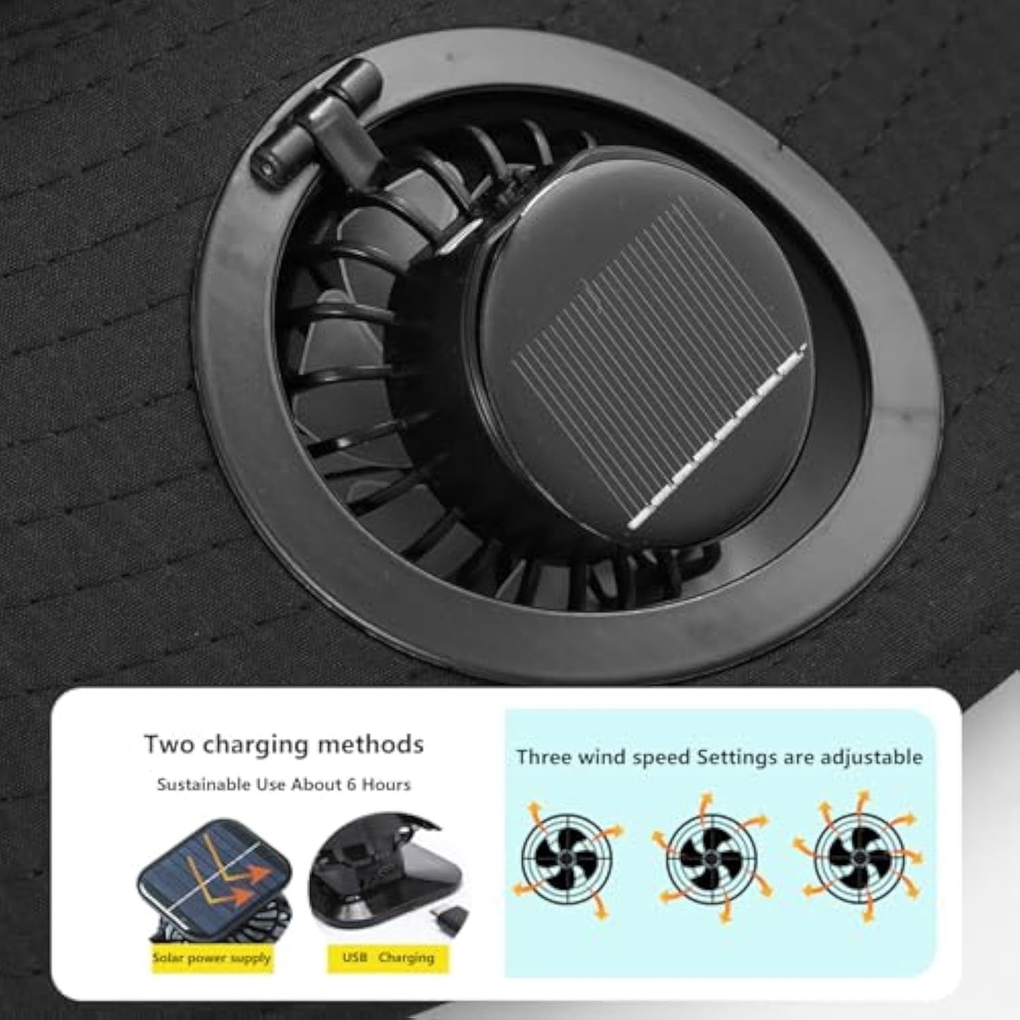 Darzheoy Solar Fan Hat Wide Brim Solar Fan Hat Outdoor Wide Brim Sun Hat with Solar Fan Fishing Hat, Removable & USB Charging Fan D-Gray