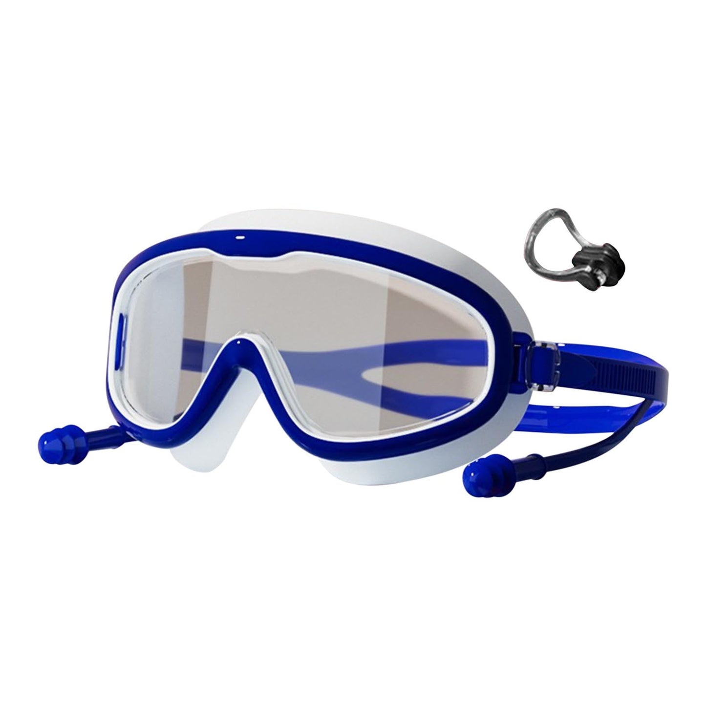 Chmadoxn \u200bKids Swim Goggles Set with Nose Clip & Ear Plugs - Anti-Fog UV Protection Swimming Glasses for Children, Adjustable Comfort Fit (Ages 3-12)\u200b\u200b Dark Blue