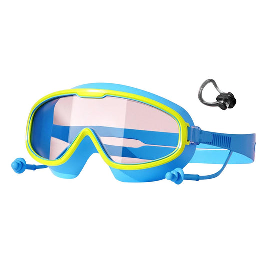 Chmadoxn \u200bKids Swim Goggles Set with Nose Clip & Ear Plugs - Anti-Fog UV Protection Swimming Glasses for Children, Adjustable Comfort Fit (Ages 3-12)\u200b\u200b Light Blue