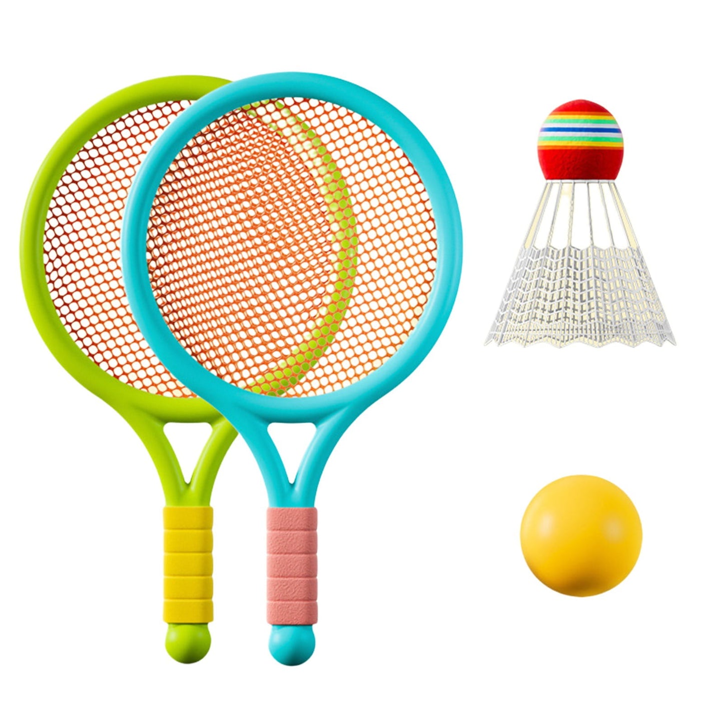 Chmadoxn Kids Badminton & Tennis Set - Racket Family Sports Gift with Balls， Lightweight Beginner Gear for Ages 6-12, Indoor/Outdoor Play Blue