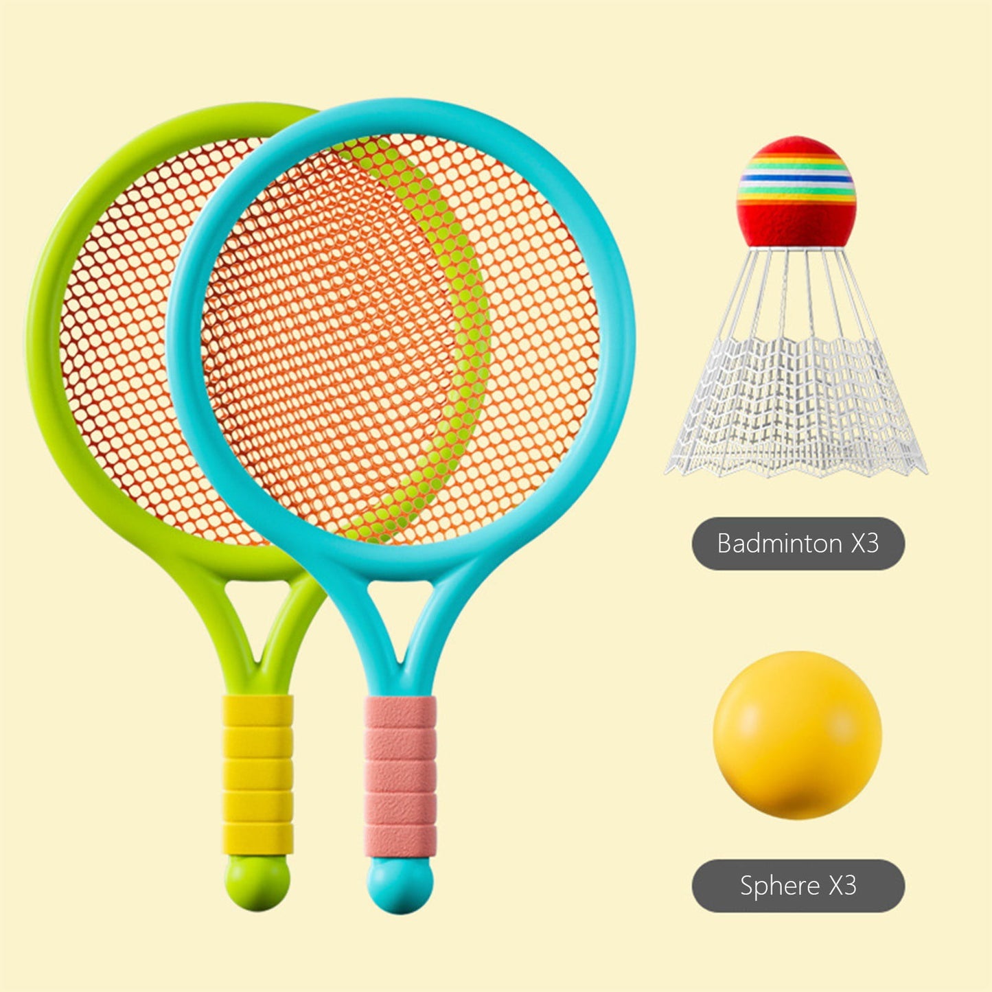 Chmadoxn Kids Badminton & Tennis Set - Racket Family Sports Gift with Balls， Lightweight Beginner Gear for Ages 6-12, Indoor/Outdoor Play Blue 1