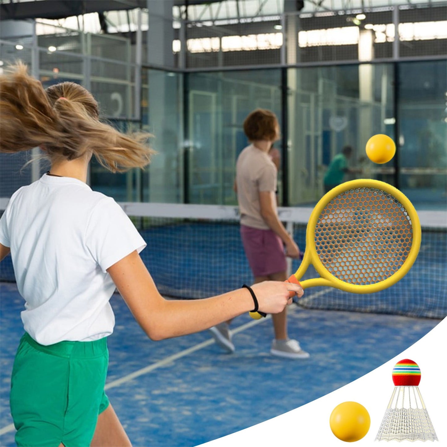 Chmadoxn Kids Badminton & Tennis Set - Racket Family Sports Gift with Balls， Lightweight Beginner Gear for Ages 6-12, Indoor/Outdoor Play Red