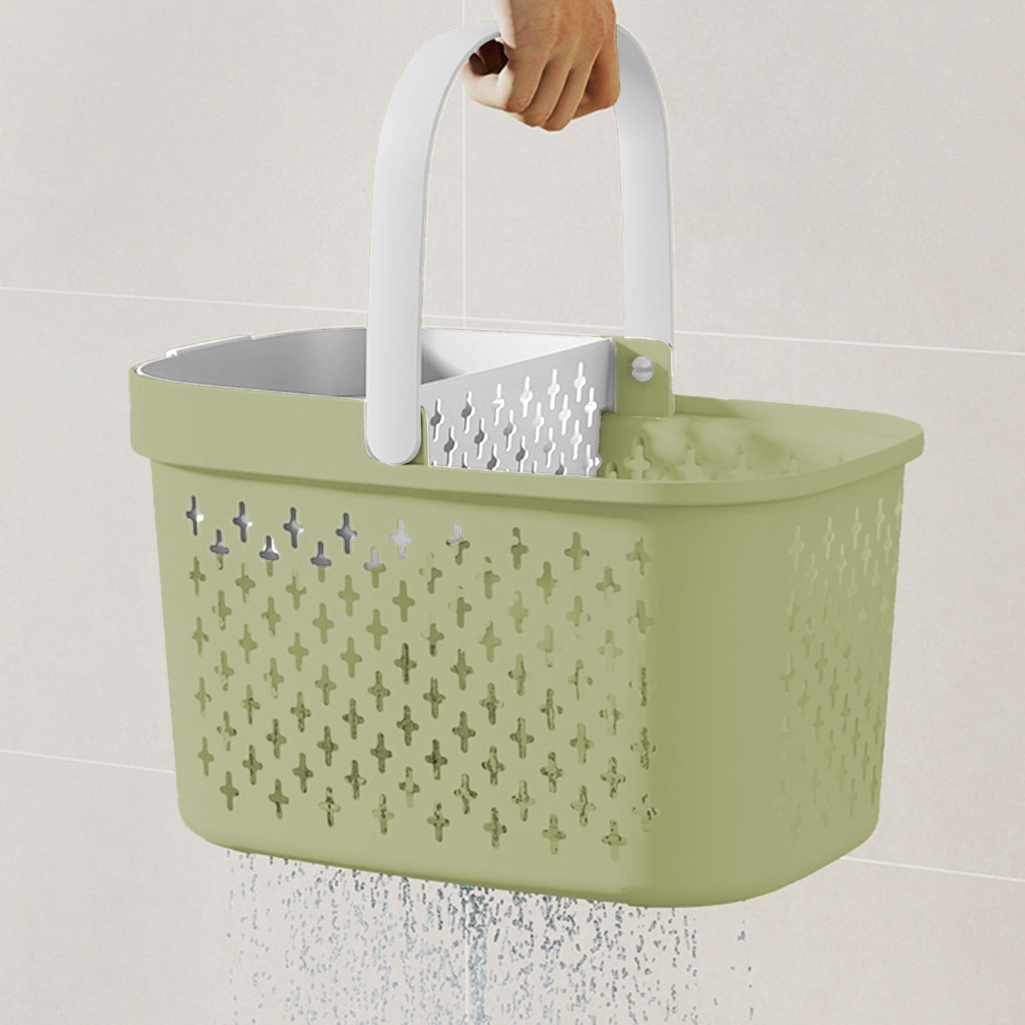Kdkad Portable Shower Caddy Basket - Water-Resistant Bath Organizer with Drain Holes | PP Plastic Dorm Essential with Handles for Toiletries & Cosmetics Storage 7.5×10.4×6.6 in A