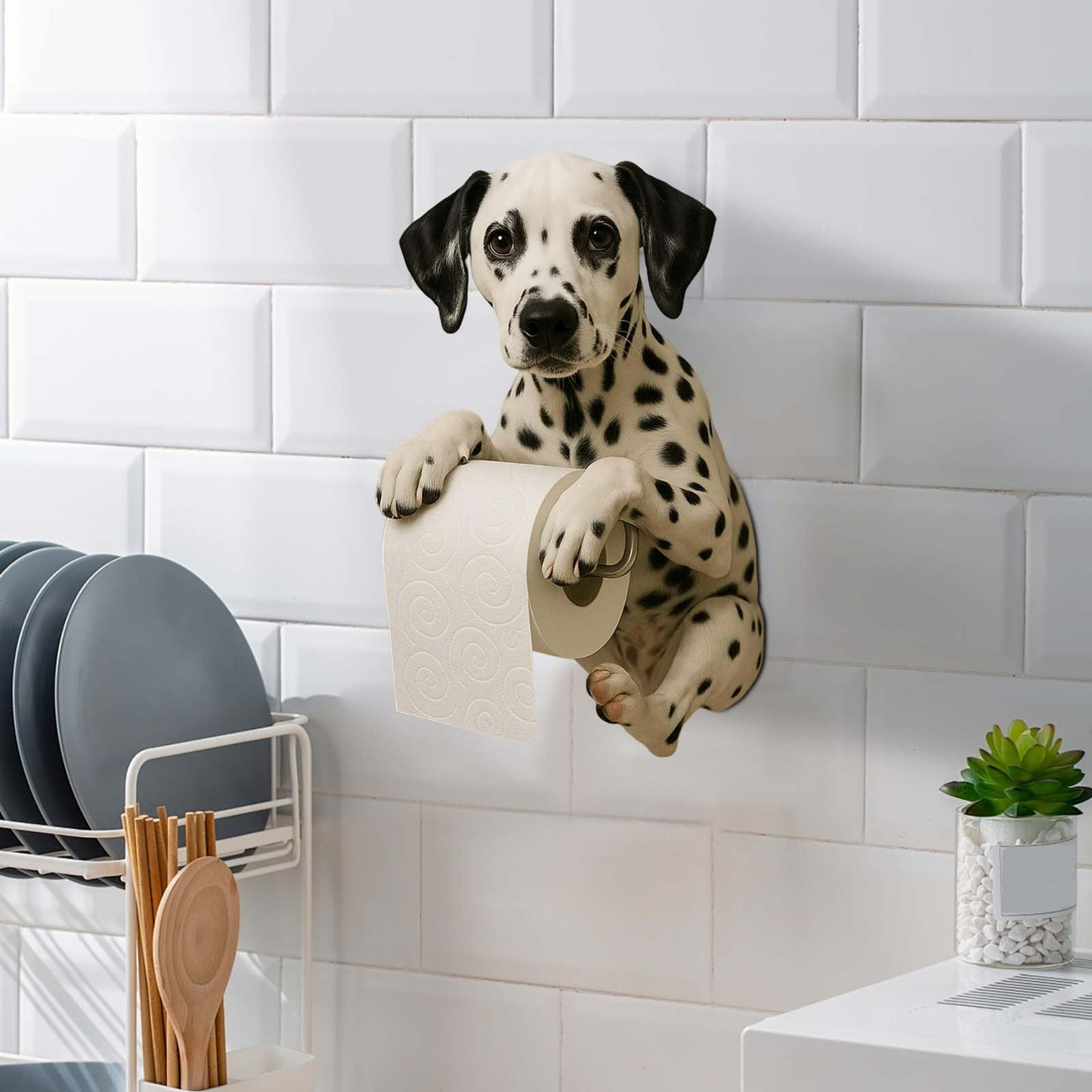 Darzheoy Dogs Toilet Roll Holder Series, 3D Resin Cute Dog Towel Rack, Wall Mouted Toilets Paper Storage Dispenser for Home Bathroom Kitchen A