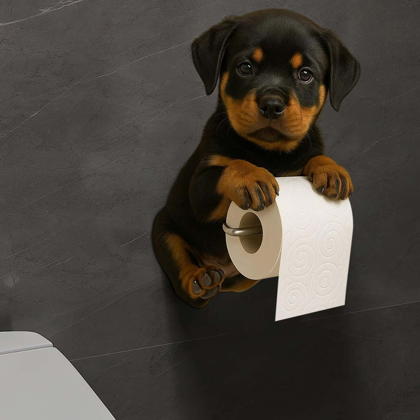Darzheoy Dogs Toilet Roll Holder Series, 3D Resin Cute Dog Towel Rack, Wall Mouted Toilets Paper Storage Dispenser for Home Bathroom Kitchen B