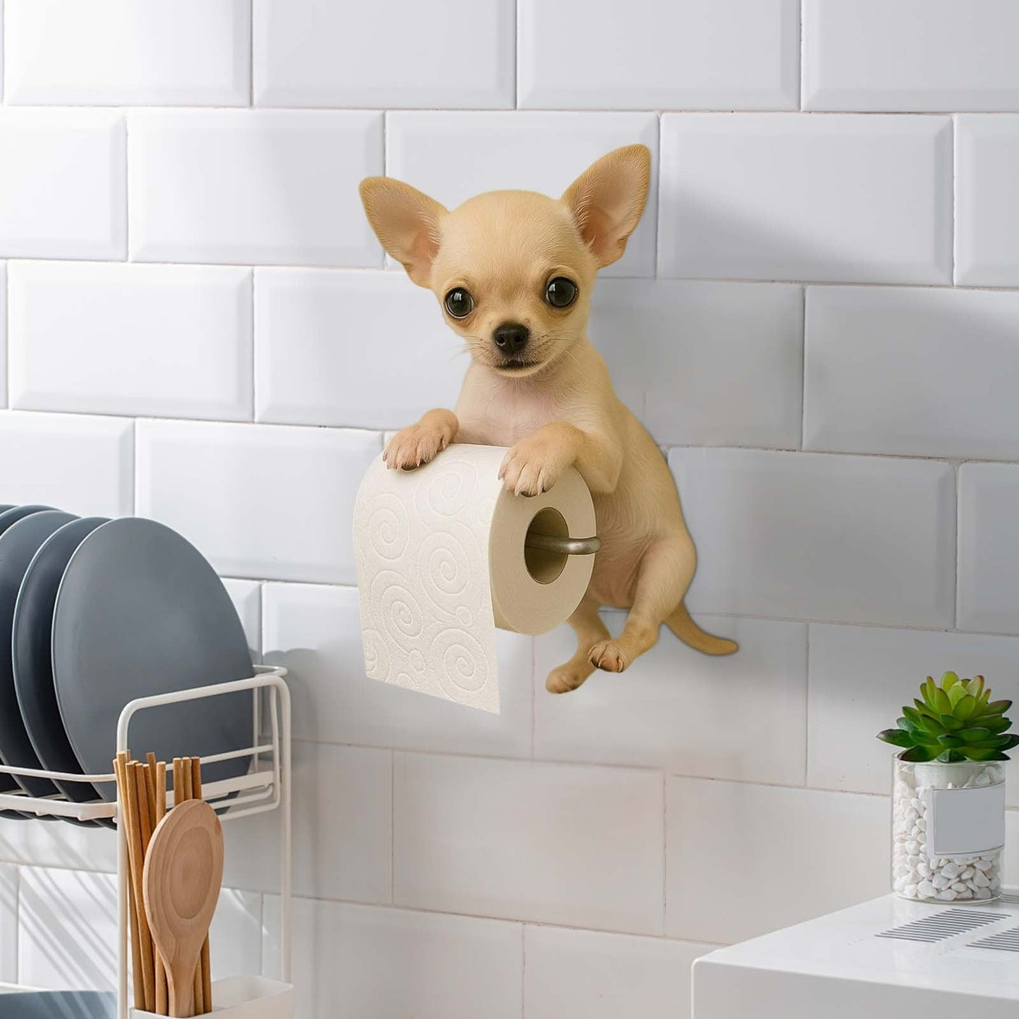 Darzheoy Dogs Toilet Roll Holder Series, 3D Resin Cute Dog Towel Rack, Wall Mouted Toilets Paper Storage Dispenser for Home Bathroom Kitchen F