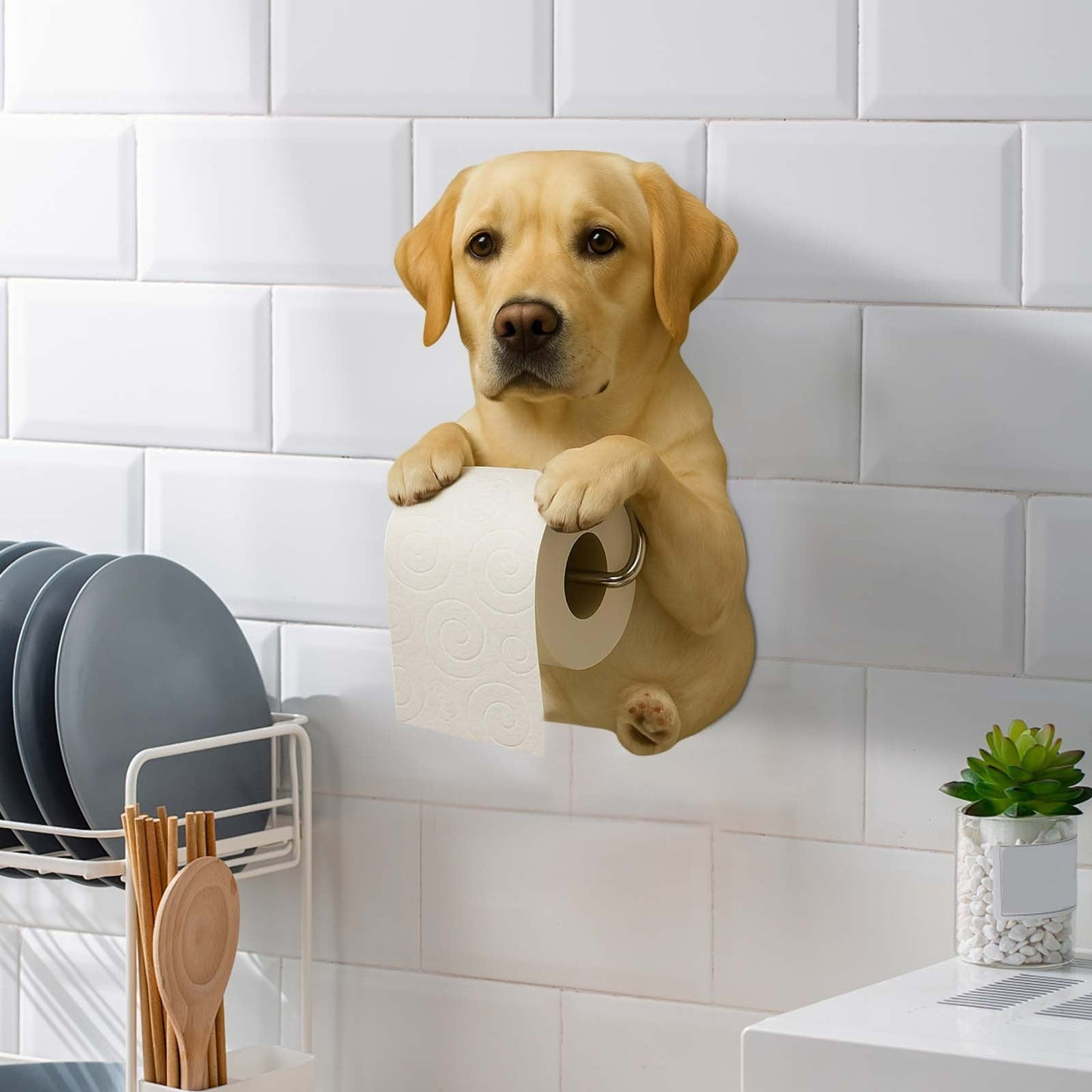 Darzheoy Dogs Toilet Roll Holder Series, 3D Resin Cute Dog Towel Rack, Wall Mouted Toilets Paper Storage Dispenser for Home Bathroom Kitchen J