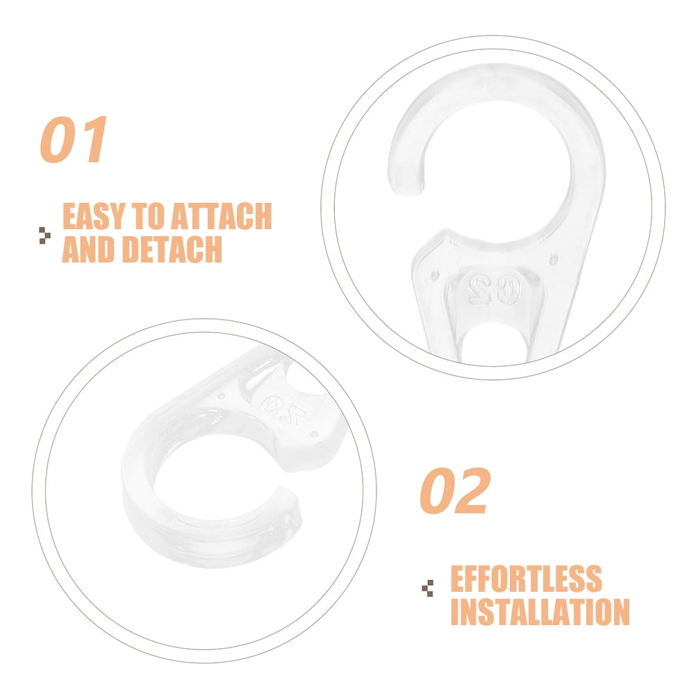 HOOWIFFY 30Pcs Curtain Hoops Transparent Plastic for Effortless Installation Home Decor