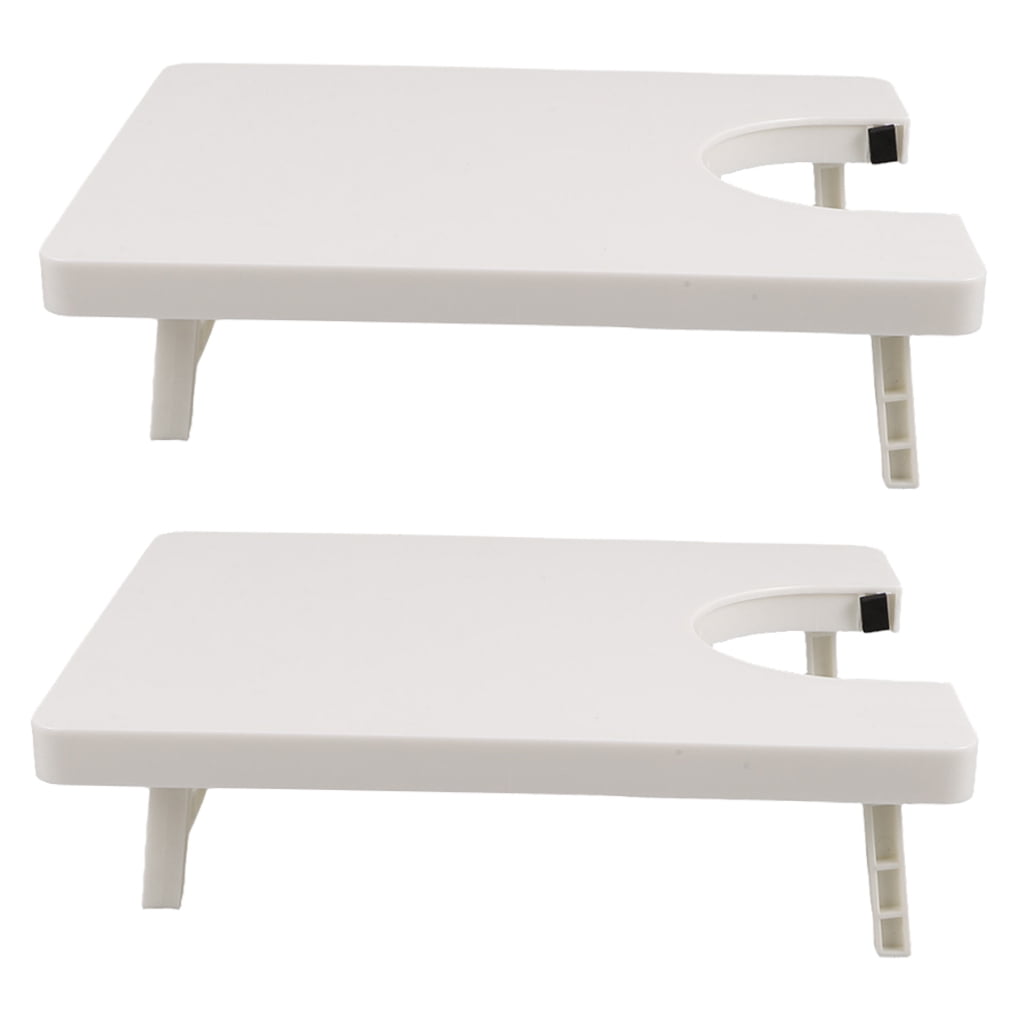 HOOWIFFY 2-Pack White Plastic Sewing Machine Extension Tables with Expanded Workspace for Crafting and Sewing Projects