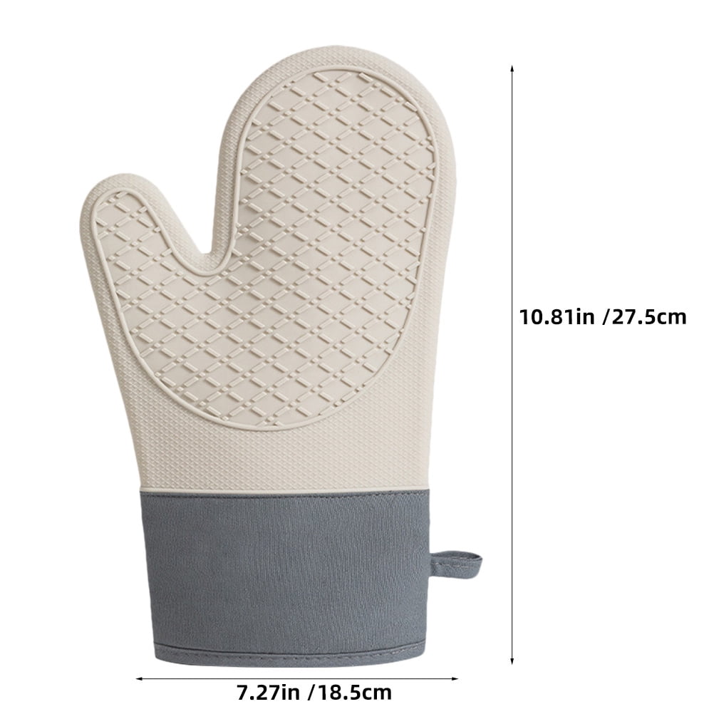 HOOWIFFY Silicone Oven Mitts Baking Gloves White 2 Pieces for Kitchen Cooking