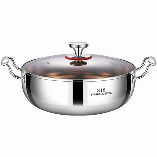 Darzheoy 316 Stainless Steel Hot Pot with Lid Large Pots for Cooking Thick Bottom Stew Soup Pots with Lid Stockpot for Pasta, Soup, Simmer Kitchens Appliances Multicolor