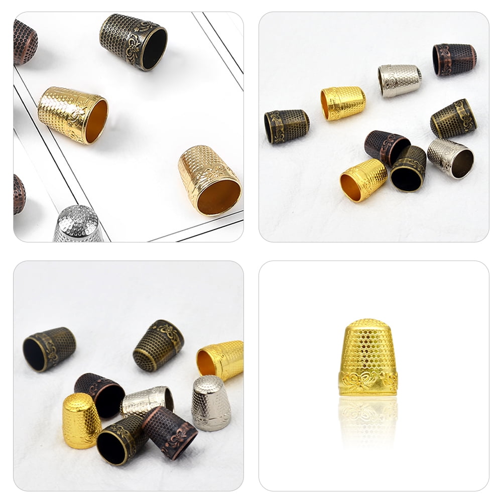 HOOWIFFY Portable Copper Thimble Golden Sewing Accessory for Beginners 10Pcs