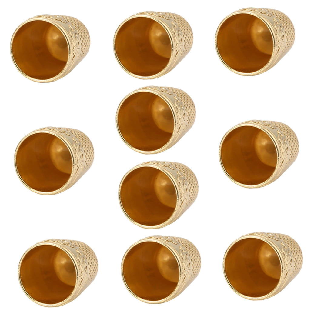 HOOWIFFY Portable Copper Thimble Golden Sewing Accessory for Beginners 10Pcs