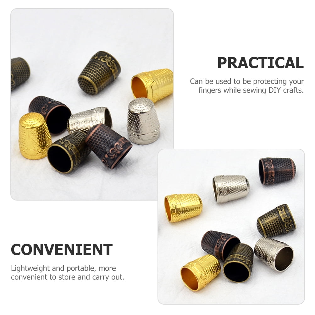 HOOWIFFY Portable Copper Thimble Golden Sewing Accessory for Beginners 10Pcs