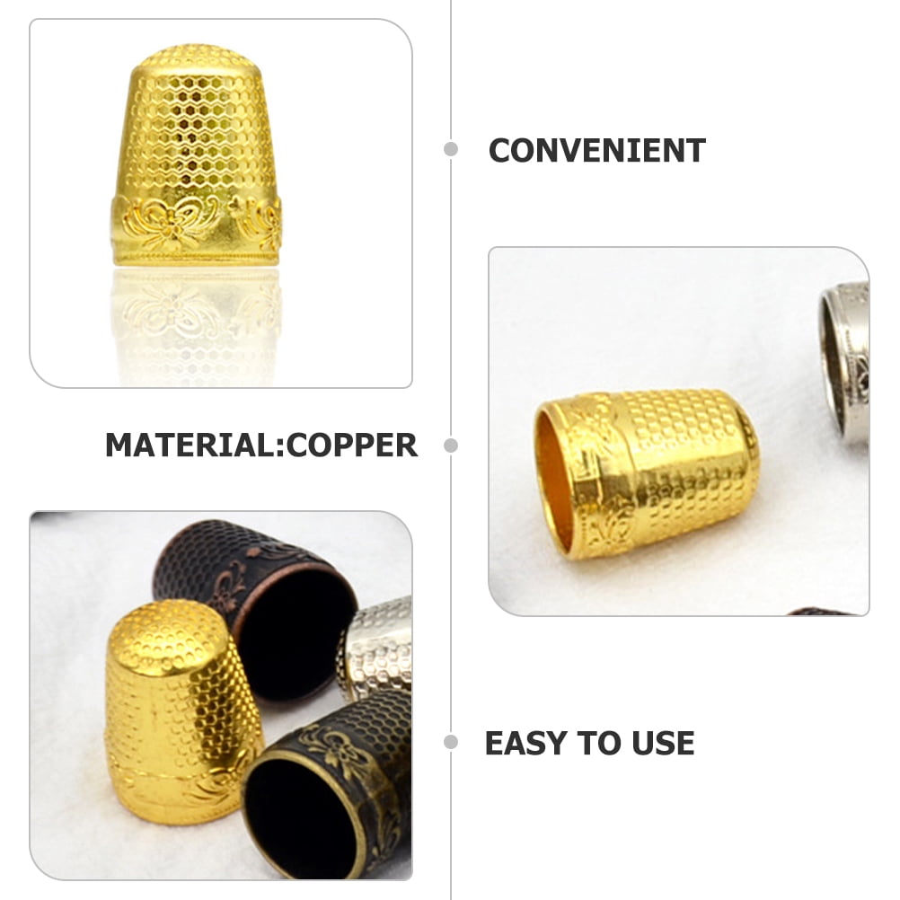 HOOWIFFY Portable Copper Thimble Golden Sewing Accessory for Beginners 10Pcs