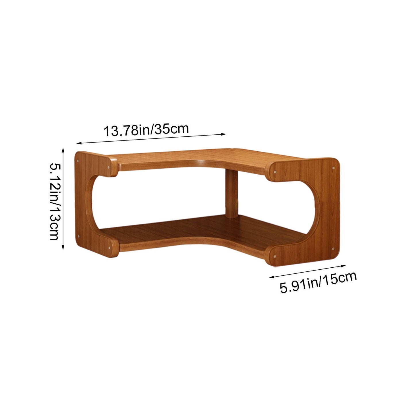 Kdkad 2-Tier Corner Desk Shelf 14x5 Inch Solid Wood Organizer for Kitchen/Bathroom/ice Multi-Functional Storage Rack Space-Saving Display Stand for Mugs & Supplies