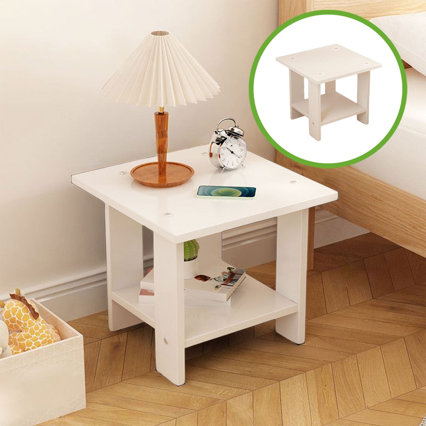 Kdkad Compact Multi-Functional Side Table, Small Accent End Table for Sofa, Bedside, Living Room & Apartment, Portable Tea Table Nightstand White