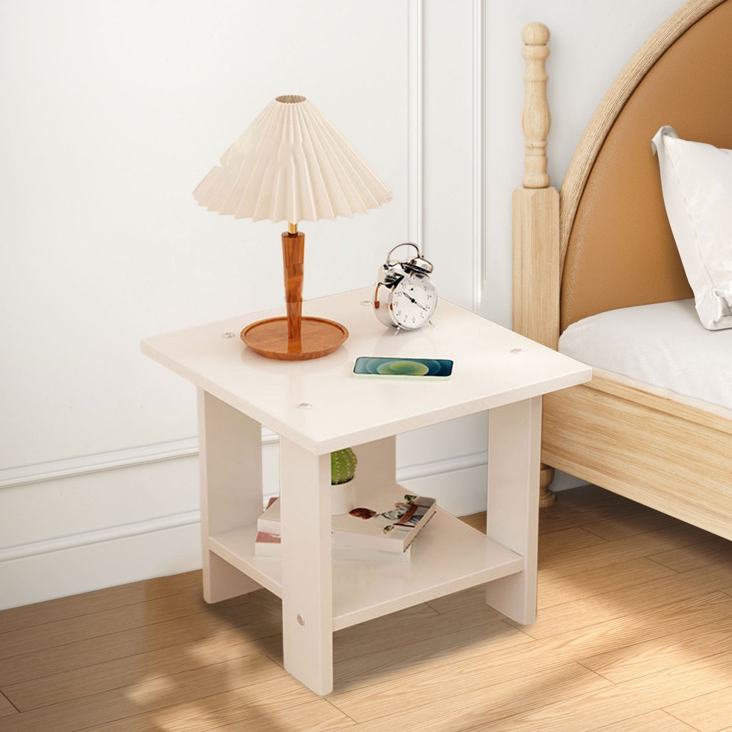 Kdkad Compact Multi-Functional Side Table, Small Accent End Table for Sofa, Bedside, Living Room & Apartment, Portable Tea Table Nightstand White