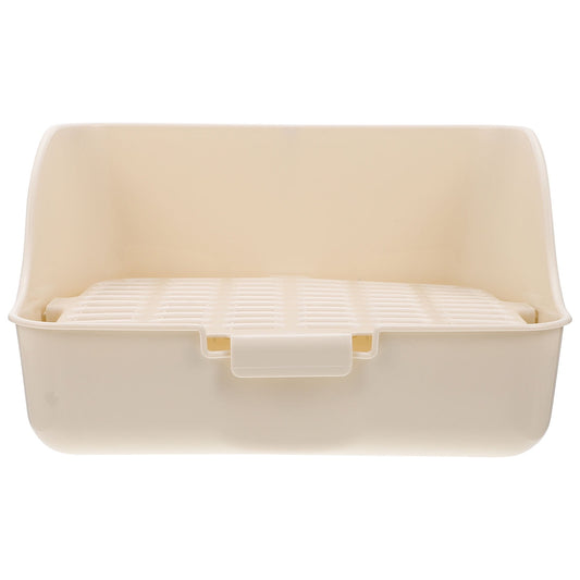 HOOWIFFY Pet Litter Box White Plastic, Durable for Rabbit and Small Animal Use
