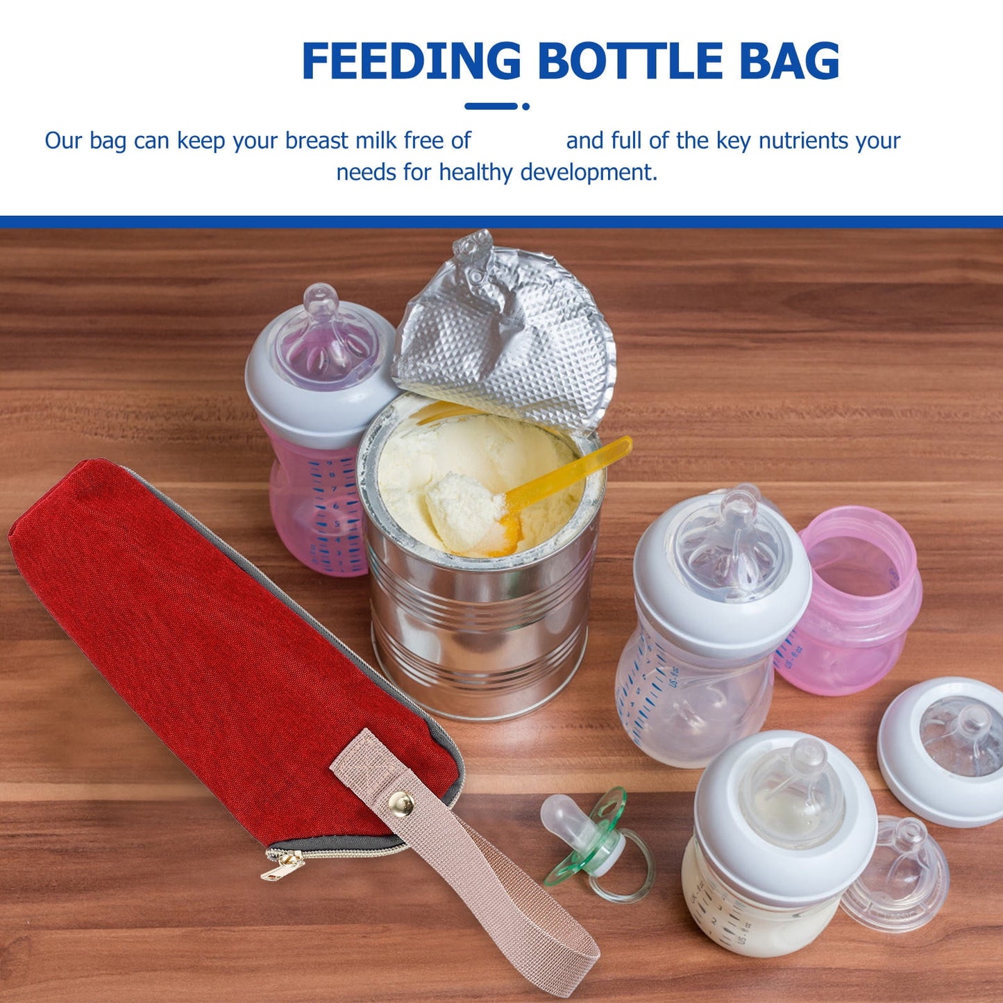 HOOWIFFY Insulated Bottle Bag Red - Keeps for Hours, Portable Baby Bottle Cooler Tote