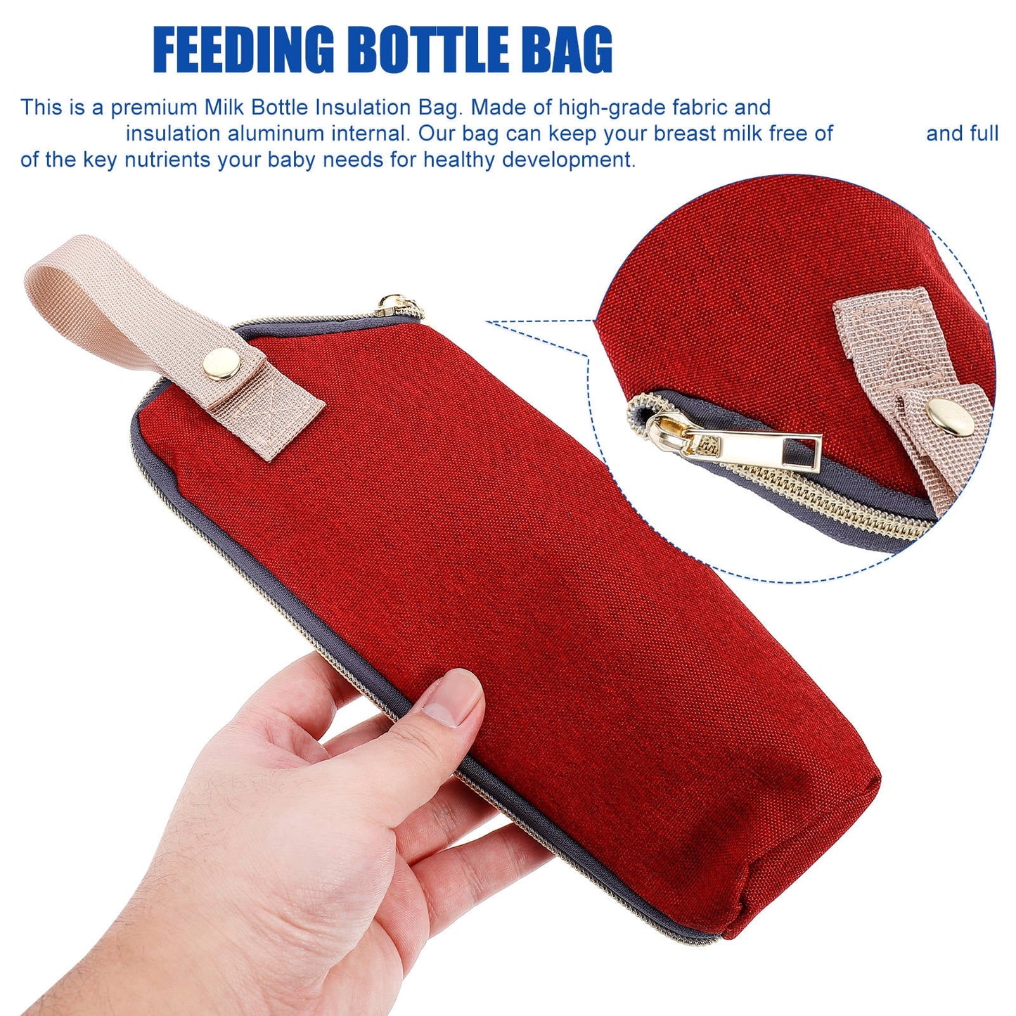 HOOWIFFY Insulated Bottle Bag Red - Keeps for Hours, Portable Baby Bottle Cooler Tote
