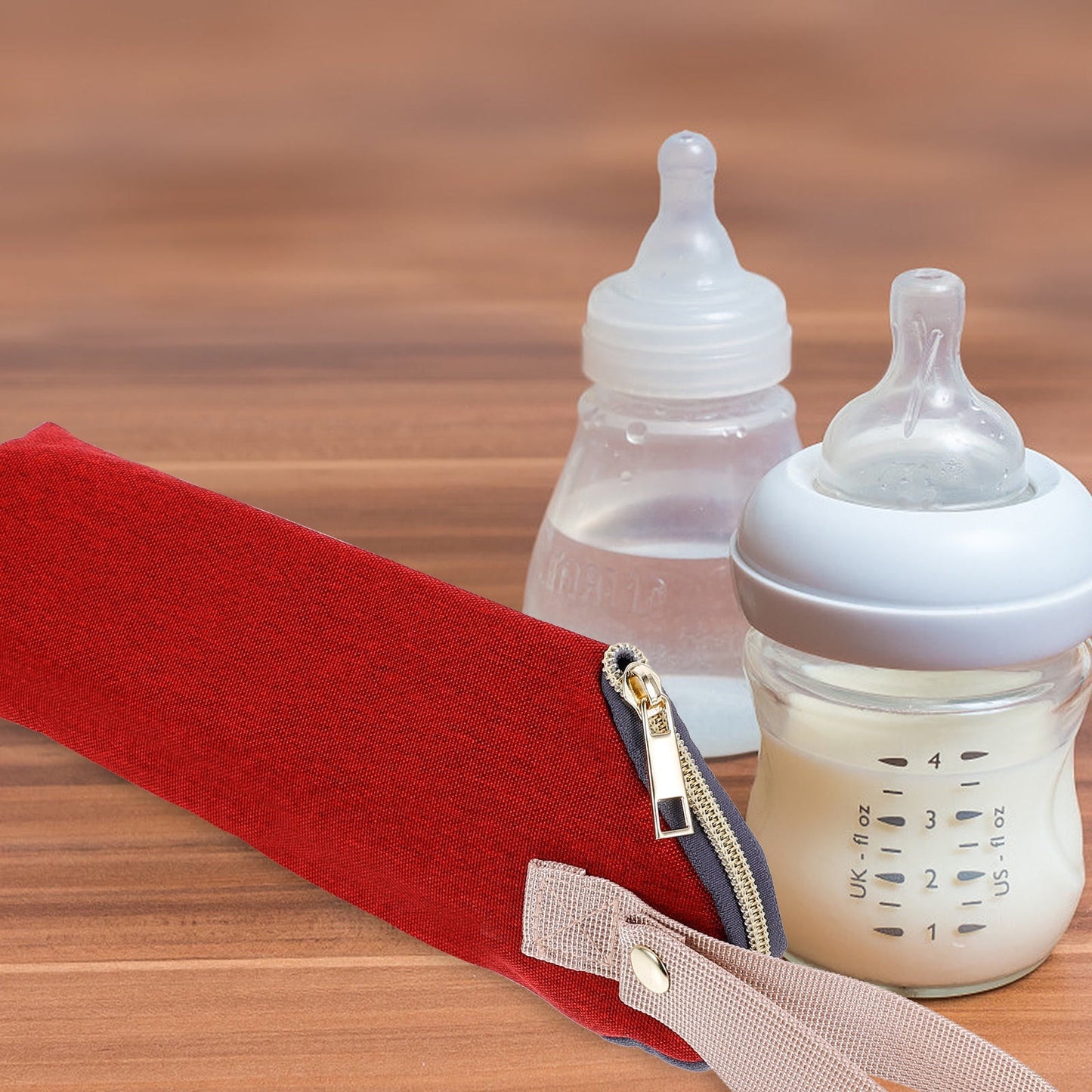 HOOWIFFY Insulated Bottle Bag Red - Keeps for Hours, Portable Baby Bottle Cooler Tote