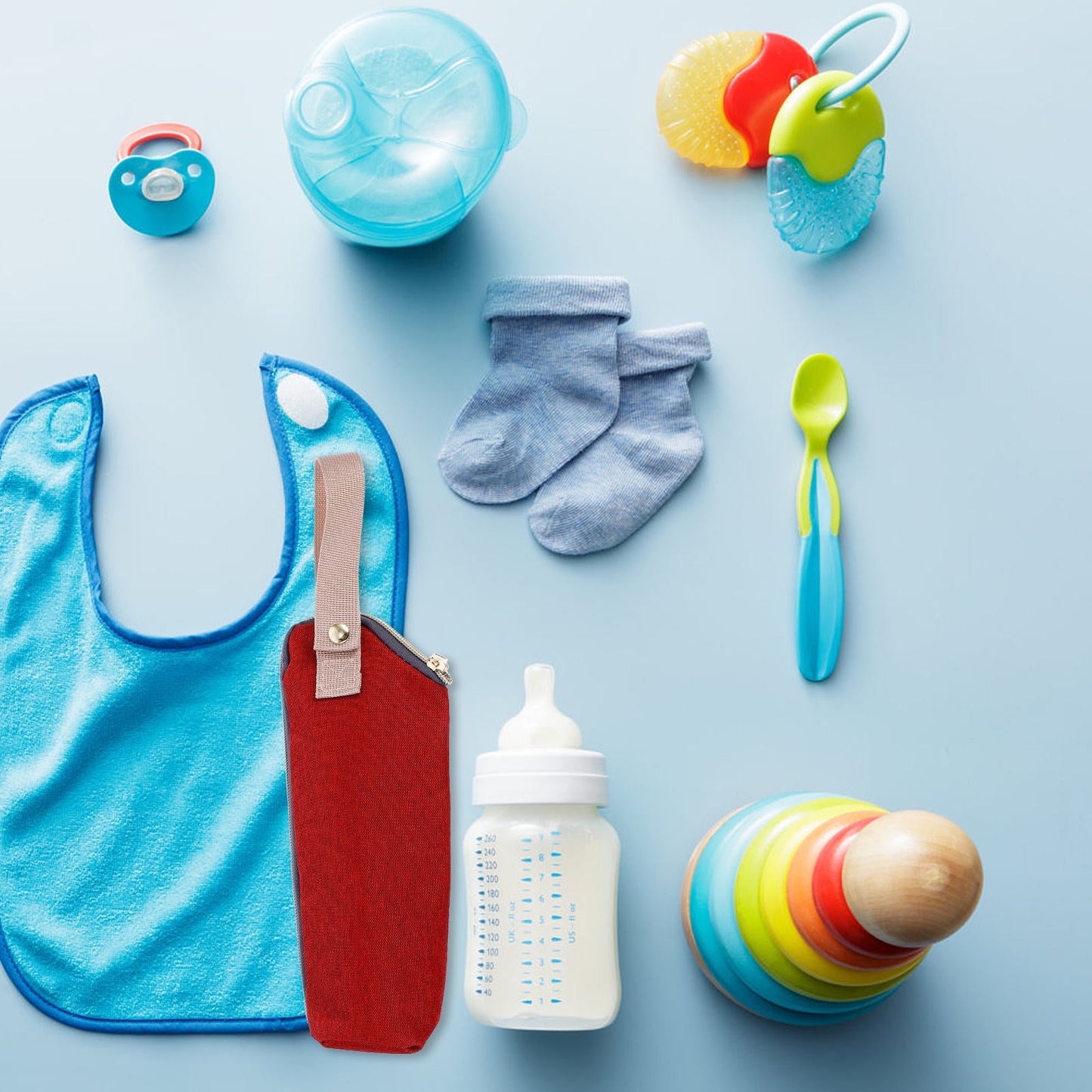 HOOWIFFY Insulated Bottle Bag Red - Keeps for Hours, Portable Baby Bottle Cooler Tote