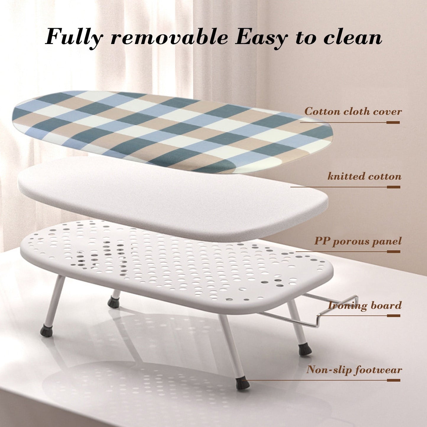 Kdkad Desktop Ironing Board, Small Folding Tabletop Iron Board with Heat-Resistant Cover, Portable for Dorm, Travel & Small Spaces, Mini Ironing Mat B