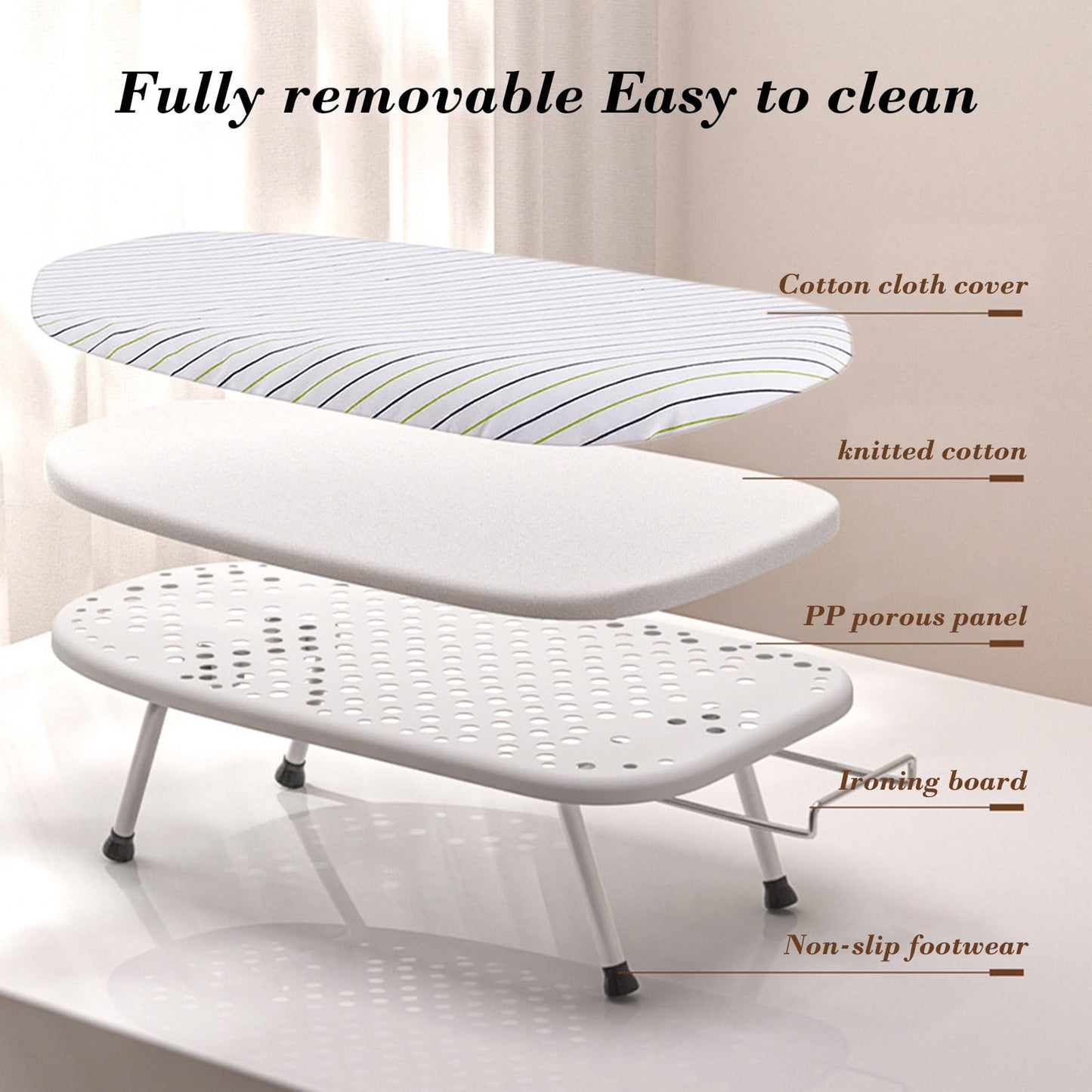 Kdkad Desktop Ironing Board, Small Folding Tabletop Iron Board with Heat-Resistant Cover, Portable for Dorm, Travel & Small Spaces, Mini Ironing Mat C