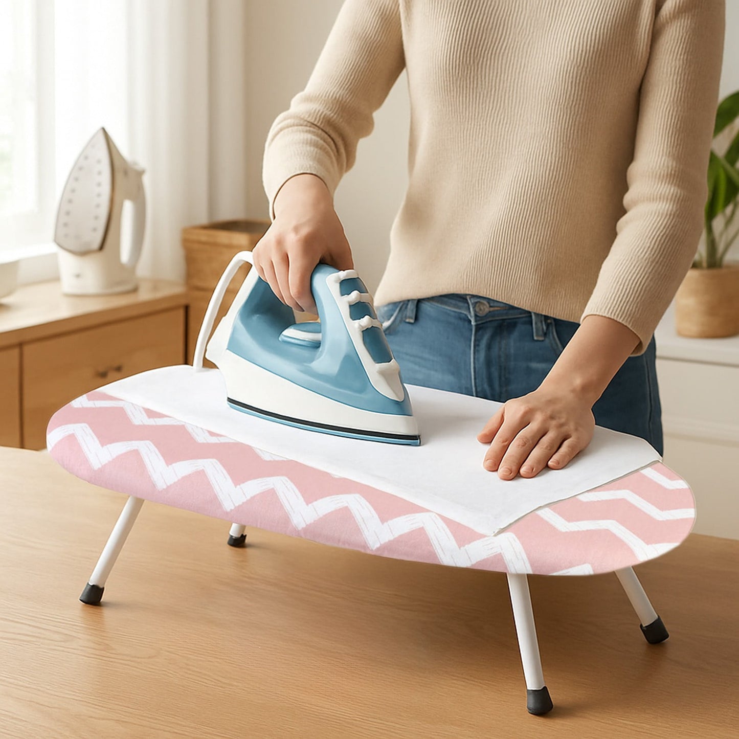 Kdkad Desktop Ironing Board, Small Folding Tabletop Iron Board with Heat-Resistant Cover, Portable for Dorm, Travel & Small Spaces, Mini Ironing Mat D