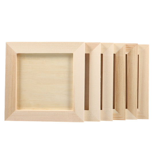 HOOWIFFY Plain Wooden Picture Frames for Crafting Khaki Plastic 6Pcs for Family Gift
