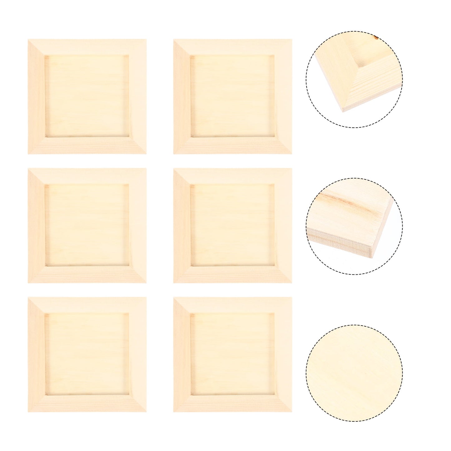 HOOWIFFY Plain Wooden Picture Frames for Crafting Khaki Plastic 6Pcs for Family Gift