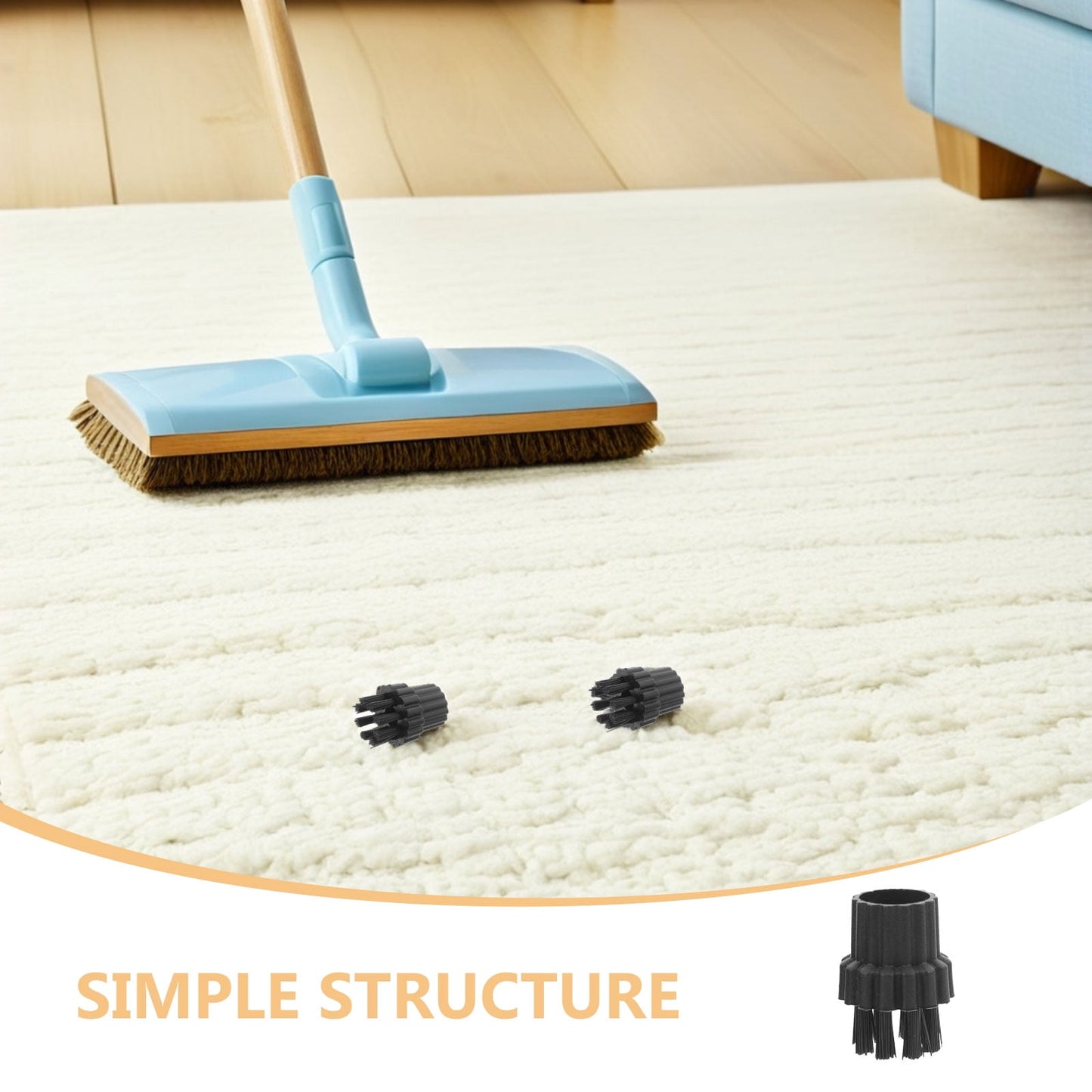 HOOWIFFY 12Pcs Steamer Brush Attachments for Steam Cleaner Mop with Black Nylon Bristles for Effective Cleaning