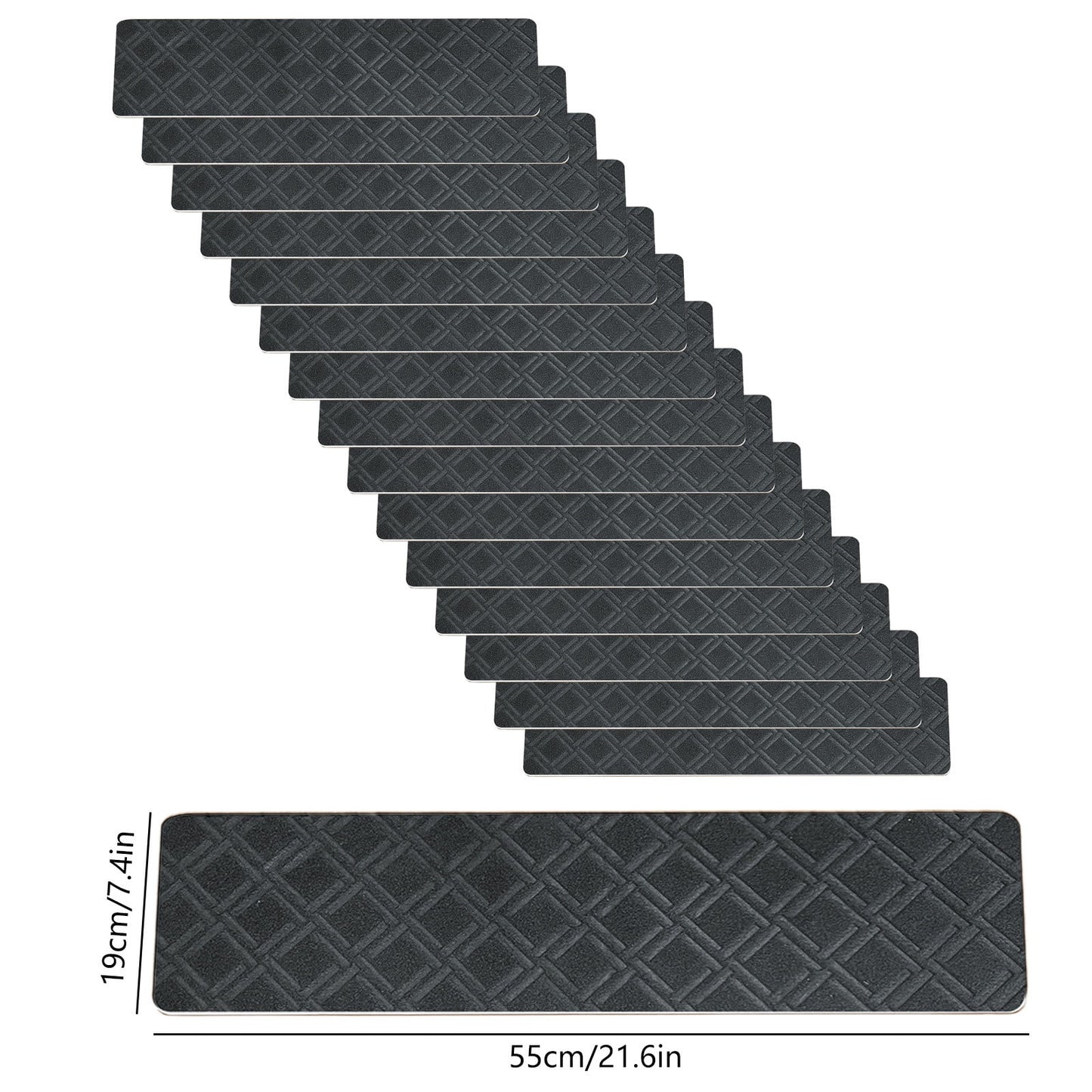Chmadoxn 4-Piece Non-Slip Stair Treads, Self-Adhesive Striped Carpet Mats, Absorbent & Quiet Step Pads, Can Be Cut to Fit, Washable for Indoor Staircase Safety\u200b\u200b Gray 3
