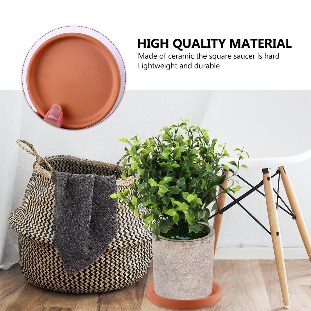 HOOWIFFY Chocolate Red Clay Flower Pot Tray for Indoor Outdoor Use 5Pcs