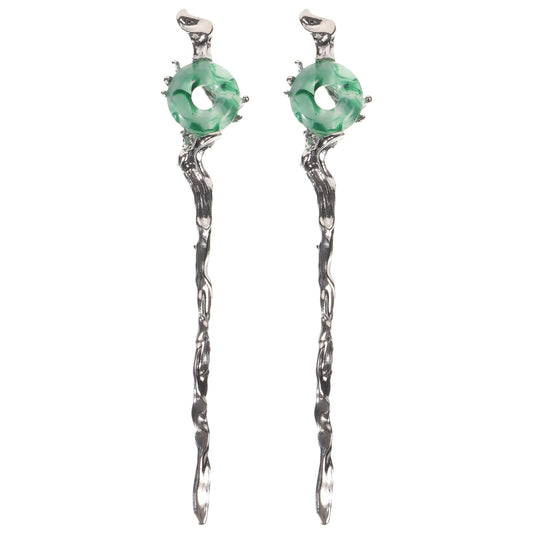 HOOWIFFY 2pcs Silver Hair Chopstick Vintage Hair Sticks Women for Night Out and Recital