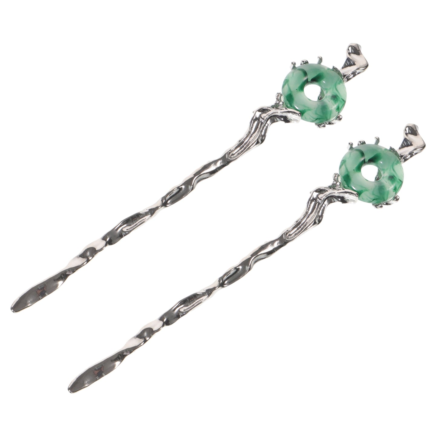 HOOWIFFY 2pcs Silver Hair Chopstick Vintage Hair Sticks Women for Night Out and Recital