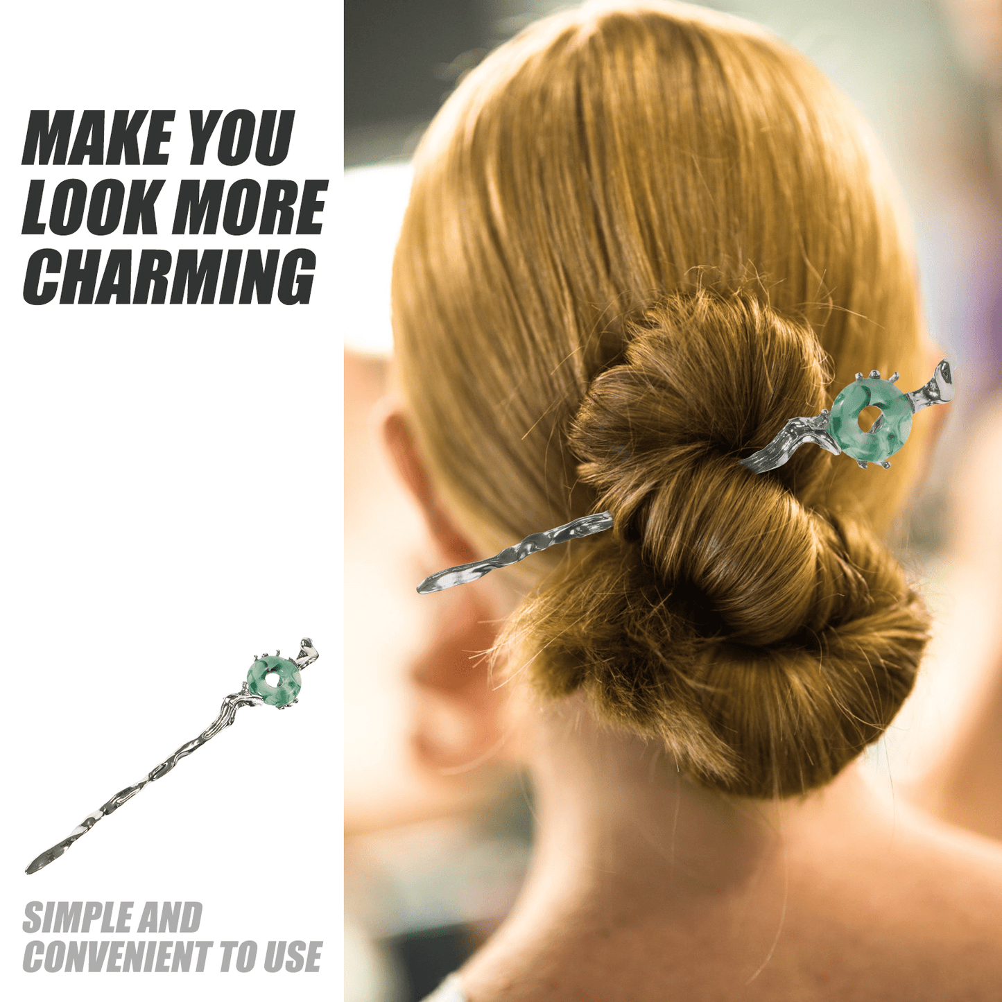 HOOWIFFY 2pcs Silver Hair Chopstick Vintage Hair Sticks Women for Night Out and Recital