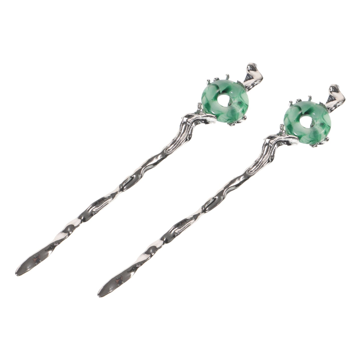 HOOWIFFY 2pcs Silver Hair Chopstick Vintage Hair Sticks Women for Night Out and Recital