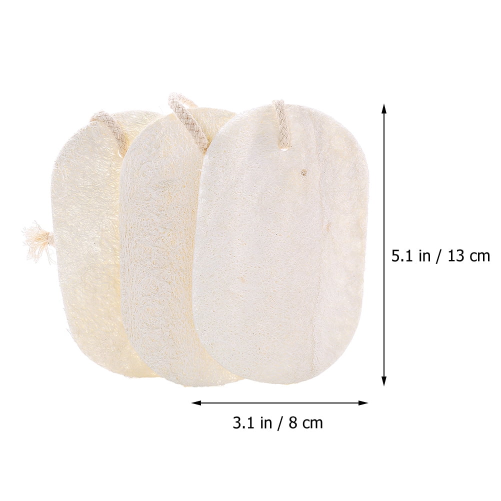 HOOWIFFY 3-Pack Natural Loofah Sponge Kitchen Scrubber Set with High Absorption Beige Multipurpose Cleaning Brushes