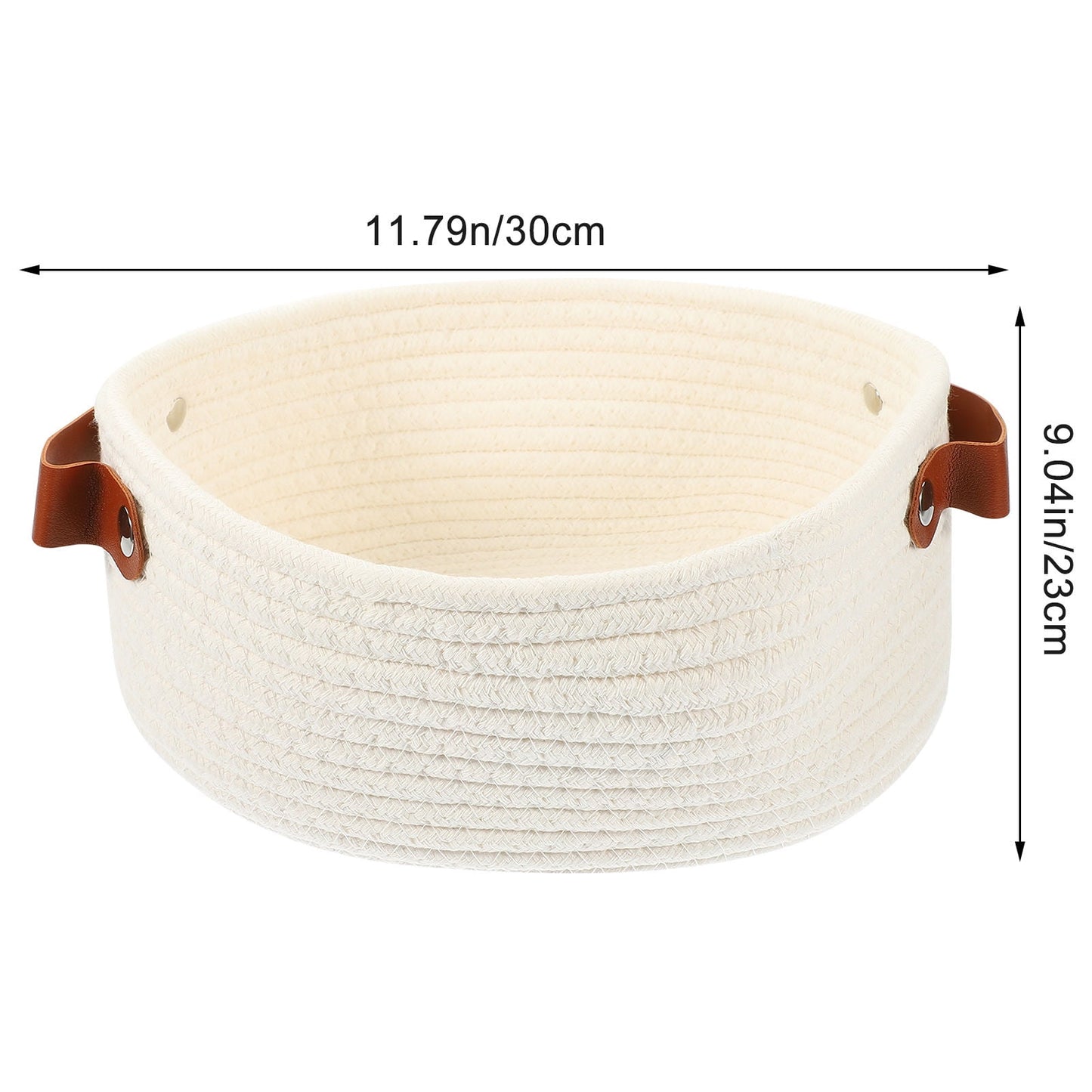 HOOWIFFY White Woven Storage Basket with Handle for Everyday Home Organization and Storage Solutions