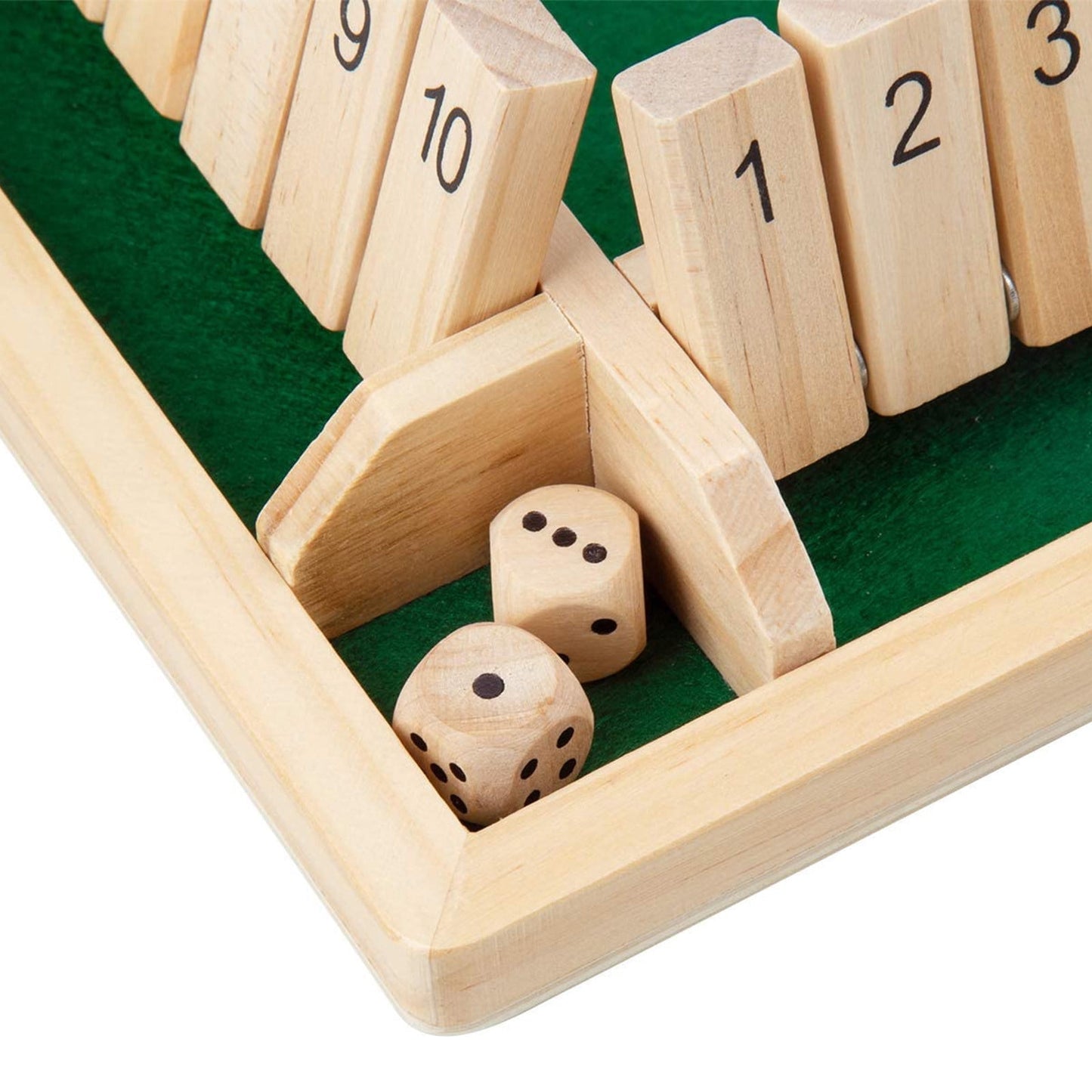 Chmadoxn Games 4 Player Shut The Box Traditional Four Sided Wooden 10 Number Pub Bar Board Dice Game for The Classroom, Home or Pub
