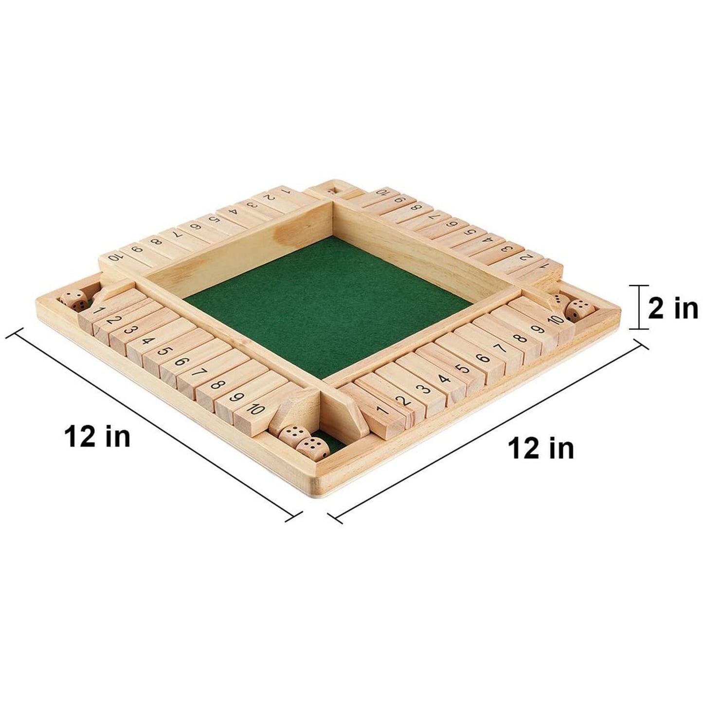 Chmadoxn Games 4 Player Shut The Box Traditional Four Sided Wooden 10 Number Pub Bar Board Dice Game for The Classroom, Home or Pub