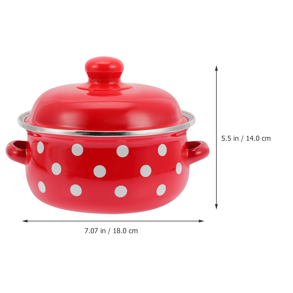 HOOWIFFY Red Enamel Pot - Daily Use Cookware for Kitchen, Versatile and Easy to Clean