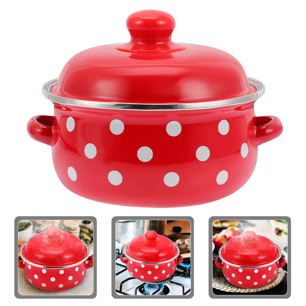 HOOWIFFY Red Enamel Pot - Daily Use Cookware for Kitchen, Versatile and Easy to Clean