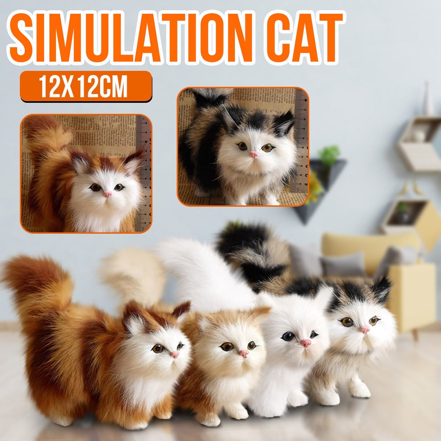 Christmas Gifts for Kids, Chmadoxn Plush Toys Stuffed Animal Cat Doll 18Cm Simulation Cat Toys Plush Toy Simulation Animal Models Children's Gifts C