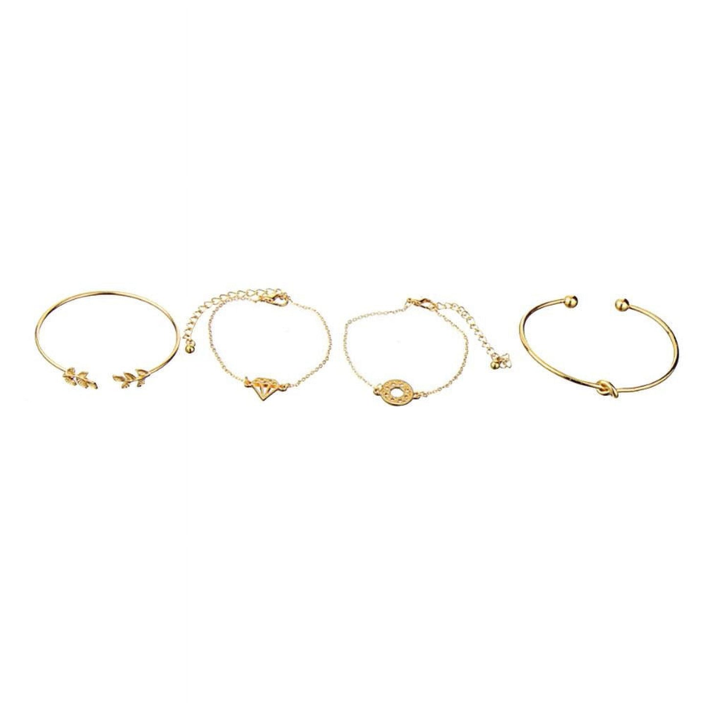 Chmadoxn 4Pcs Dainty Gold Bracelet Set for Women Cuff Open Wire Bangle Wrap Boho Crystal Rhinestones Bangles Layered Bracelets for teen Girls for Valnetine's Day Gift Jewelry for Teen Girls One Size Gold