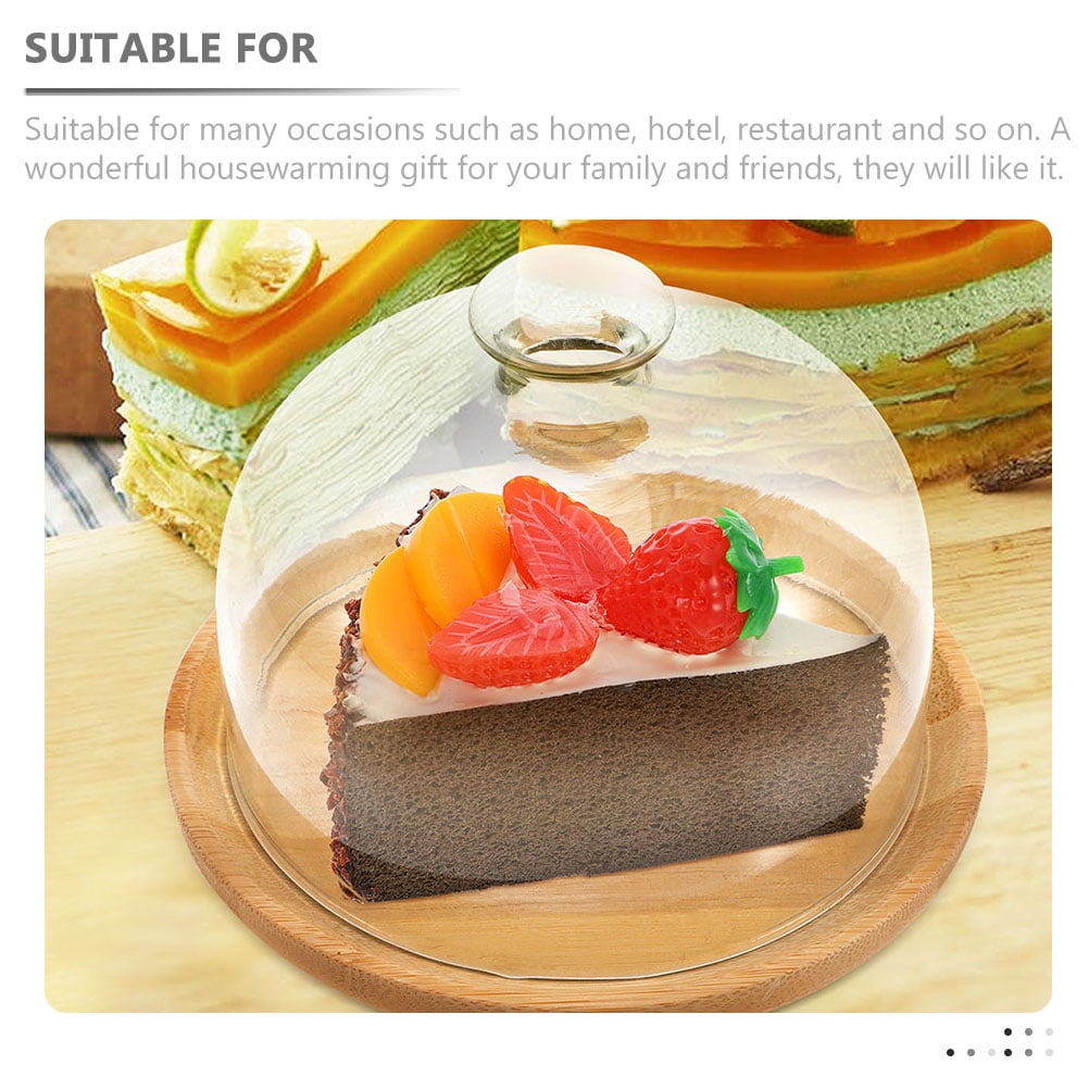 HOOWIFFY Transparent Glass Cake Tray with Dome Cover for Food Storage and Display, 1 Set